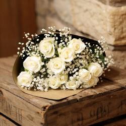 Missing You Flowers - Dozen White Roses