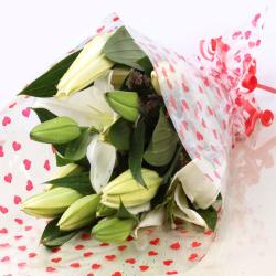 Send Flowers Gift White Lilies Bouquet To Rajsamand