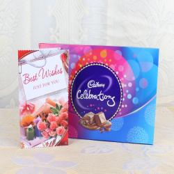 Cakes with Greeting Cards - Best Wishes Card with Cadbury Celebration Box