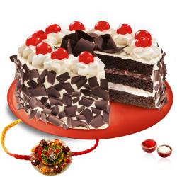 Rakhi Family Set - Black Forest Cake and Thread Rakhi