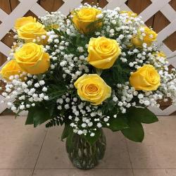 Valentine Roses - Loving Twelve Yellow Roses for Valentine