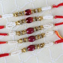 Set Of 5 Rakhis - Combo of Five Finest Beads Rakhi