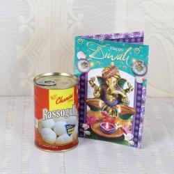 Diwali Gifts to Visakhapatnam - Rasgulla Sweets with Diwali Greeting Card
