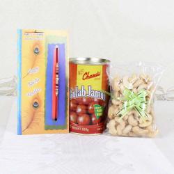 Rakhi With Sweets - Rakhi Gift of Gulab Jamun with Cashew