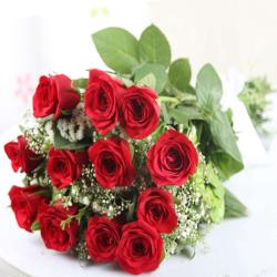 Fathers Day Flowers - Romantic Twelve Red Roses Bouquet