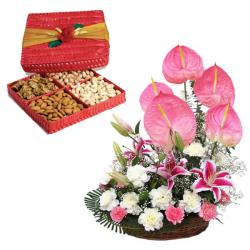 Flowers with Dry Fruits - Exotic Flowers Gift