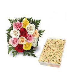Missing You Gifts for Him - Lovely Roses And Soan Papdi Box