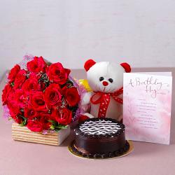 Cakes with Greeting Cards - Romantic Birthday Combo