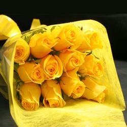 Friendship Day Flowers - Blushing Bright Yellow Roses