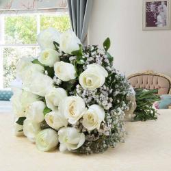 House Warming Gifts for New Home - White Roses Hand Bouquet