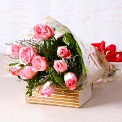 Flowers for Her - Soft Pink Roses Bunch