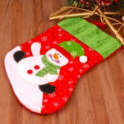 Send Christmas Gift Sweet Snowman Printed Stocking To Indore