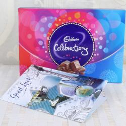 Good Luck Flowers - Cadbury Celebration Box with Good Luck Card