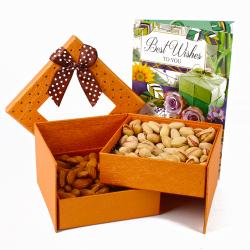 Diwali Greeting Cards - Assorted Dryfruit with Best wishes Greeting Card