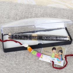 Handpicked Rakhi Gifts - Exclusive Rakhi Gift of Om Ganesha Embossed Ball Pen Box