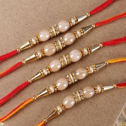 Send Rakhi Gift Collection of Five Ellipse Shape Pearl Rakhi To Hyderabad