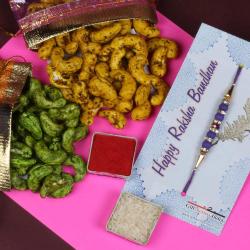 Single Rakhi Combos - Green Chili Cashews and Garlic Cashew Rakhi Gift