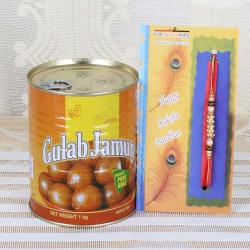 Rakhi With Sweets - 500 Gms Gulab Jamun and Rakhi