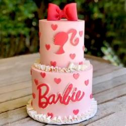 Barbie Cakes - 2 tier Barbie fondant Cake 3 Kg 