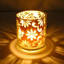 Diwali Lamps - Floral Designer Shadow Glass Diya