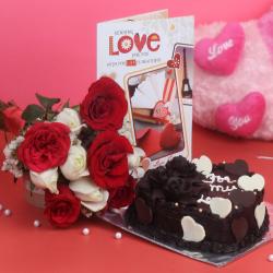 Anniversary Greeting Card Combos - Adorable Love Combo of Roses and Cake