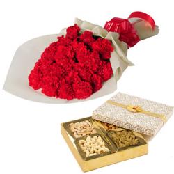 Birthday Gifts for Toddlers - Red carnation with Dryfruit