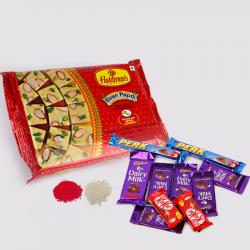 Soan Papdi with Assorted Indian Chocolates for Bhaidooj