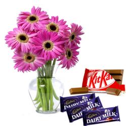 Gudi Padwa Ugadi - Pink Gerberas and Chocolates