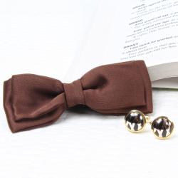 Valentine Mens Accessories Gifts - Polyester Brown Bow Tie and Cufflink Set