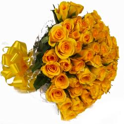 Good Luck Flowers - Elegant Forty Yellow Roses Bouquet