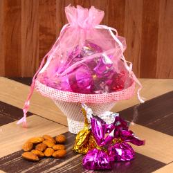 Home Made Chocolates - Designer Potli of Almond Homemade Chocolate