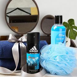 Fathers Day Gifts for Uncle - Adidas Deodorant with Shower Gel, Loofa and Napkins