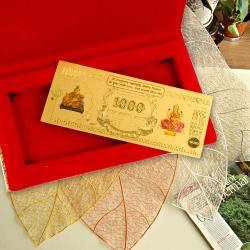 Send Wedding Gift Shree Kuber Lakshmi Gold Plated Note To Hyderabad