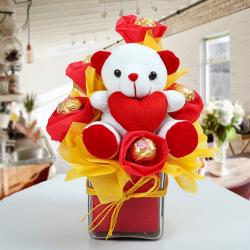 1st Anniversary Gifts - Surprise Gift of Chocolates with Teddy