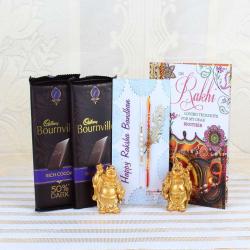 Rakhi With Cards - Cadbury Bournville Rich Cocoa 50% Dark Bar with Pair of Rakhis