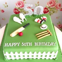 Cricket Cake - 2 Kg Fondant Cricket Ground Theme Cake