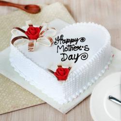 Mothers Day Express Gifts Delivery - Mothers Day Heart Shape Vanilla Cake