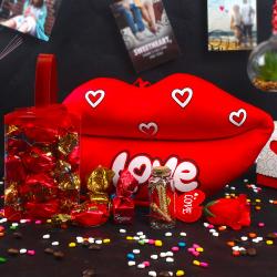 Valentine Mugs and Cushion - Lip Lock Choco Love Gift