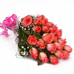 Retirement Gifts for Coworkers - Perfect Pink Roses Bunch with Cellophane Wrapping