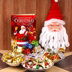 Santa Claus Gifts - Christmas Tree Ornaments with Santa Face and Greeting Card