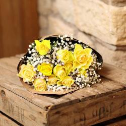 Send Soft Yellow Roses Bouquet To Gandevi