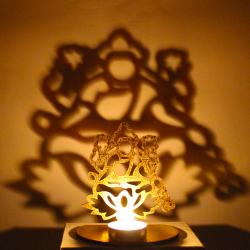Diwali Gift Ideas - Shadow Diya Tealight Candle Holder of Removable Goddess Lakshmi