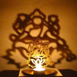 Diwali Gift Items - Shadow Diya Tealight Candle Holder of Removable Goddess Lakshmi