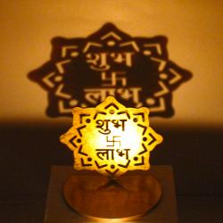 Diwali Lights - Shadow Diya Tealight Candle Holder of Removable Shubh Labh