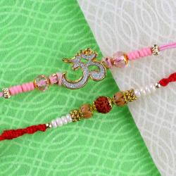 Set Of 2 Rakhis - Om Rakhi and Rudraksha Rakhi