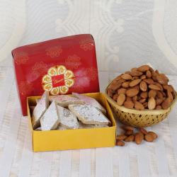 Indian Sweets - Kaju Katli with Almond Basket