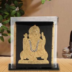 Send Gold Plated Ganesha Cabinet Stand To Nagercoil