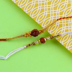 Set Of 2 Rakhis - Two Fancy Rudraksh Rakhi