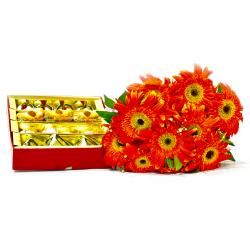 Send Fresh Gerberas Bouquet with Assorted Sweet Box To Manipal