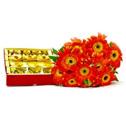 Send Fresh Gerberas Bouquet with Assorted Sweet Box To Bhopal